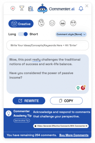 commenter ai app dashboard